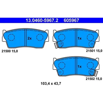 Autodíl Sada brzdových destiček, kotoučová brzda ATE 13.0460-5967.2