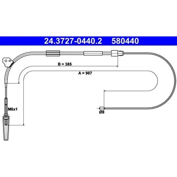 Lanko parkovací brzdy Tažné lanko, parkovací brzda ATE 24.3727-0440.2