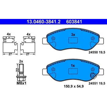 Brzdová destička Sada brzdových destiček, kotoučová brzda ATE 13.0460-3841.2