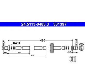 Brzdový systém Brzdová hadice ATE 24.5113-0483.3