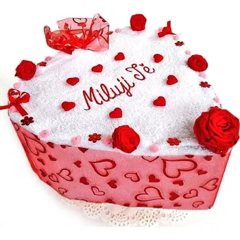 Veratex Textilní dort Srdce jednopatrový s výšivkou