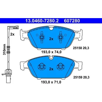 Brzdová destička Sada brzdových destiček, kotoučová brzda ATE 13.0460-7280.2