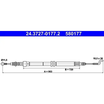 Lanko parkovací brzdy Tažné lanko, parkovací brzda ATE 24.3727-0177.2