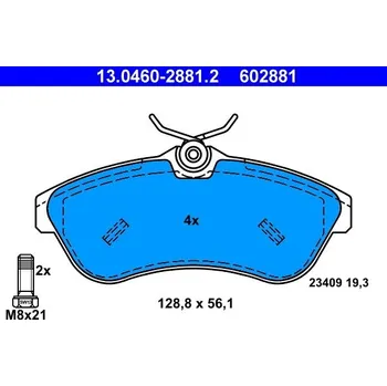 Brzdová destička Sada brzdových destiček, kotoučová brzda ATE 13.0460-2881.2