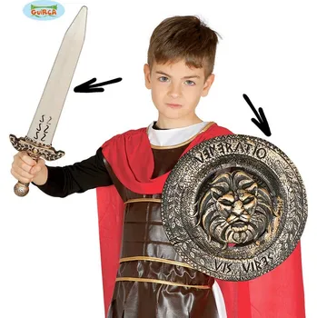 Karnevalový doplněk Guirca Fiestas Španělsko Dětský set bojovníka - meč a štít