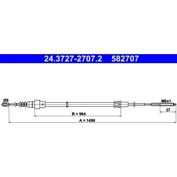 Lanko parkovací brzdy Tažné lanko, parkovací brzda ATE 24.3727-2707.2