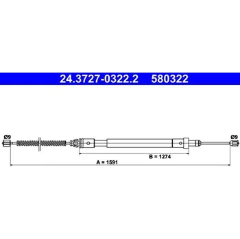 Brzdový systém Tažné lanko, parkovací brzda ATE 24.3727-0322.2