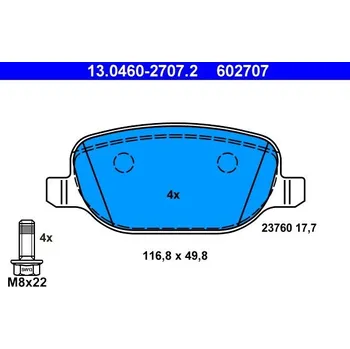 Brzdová destička Sada brzdových destiček, kotoučová brzda ATE 13.0460-2707.2