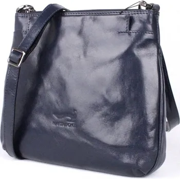 Luxusní tmavěmodrá dámská kožená crossbody kabelka Marta Ponti 6019