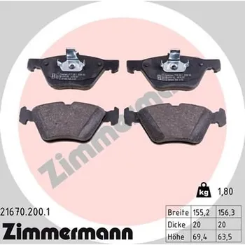 Brzdový systém Sada brzdových destiček, kotoučová brzda ZIMMERMANN 21670.200.1