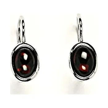 Náušnice Zlaté náušnice, přírodní Granát 7x5 mm ,bílé i žluté zlato NK 1354