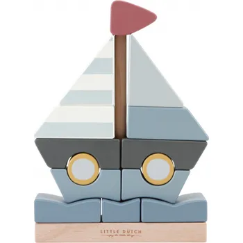 Hračka pro nejmenší Little Dutch Dřevěná stavebnice plachetnice 7087LD