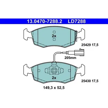 Brzdová destička Sada brzdových destiček, kotoučová brzda ATE 13.0470-7288.2