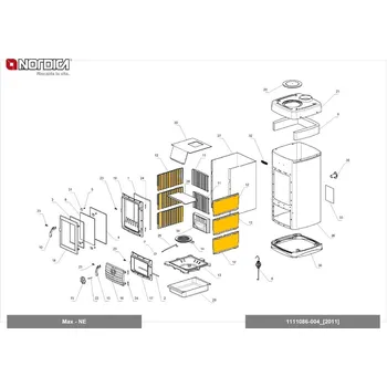 Krbová kamna NORDICA Litinová vyzdívka boční, pro kamna MAX; ND 1130021; N-44
