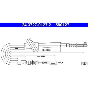 Lanko parkovací brzdy Tažné lanko, parkovací brzda ATE 24.3727-0127.2