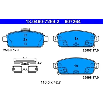 Autodíl Sada brzdových destiček, kotoučová brzda ATE 13.0460-7264.2