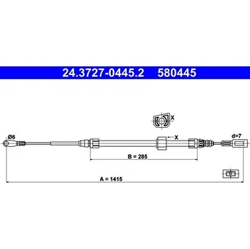 Brzdový systém Tažné lanko, parkovací brzda ATE 24.3727-0445.2