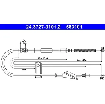 Lanko parkovací brzdy Tažné lanko, parkovací brzda ATE 24.3727-3101.2