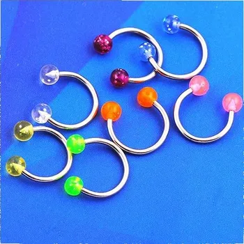 Souprava šperků Made in China Piercing do nosu / bradavky - Podkova s akrylovou kuličkou - Modrý