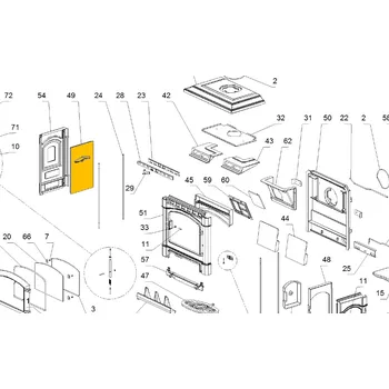 Krbová kamna NORDICA Levá litinová vyzdívka; ND 1135257 - pro kamna ISETTA