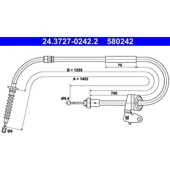 Lanko parkovací brzdy Tažné lanko, parkovací brzda ATE 24.3727-0242.2
