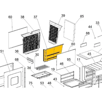 Krbová kamna NORDICA Pravý litinový díl topeniště Rosa