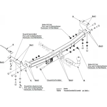 Tažné zařízení Tažné zařízení Toyota Corolla kombi (2002 - 2007 (E12)) (5867)