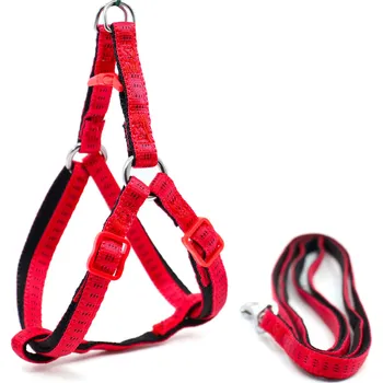 Postroj pro psa Vsepropejska Fugas postroj pro psa s vodítkem Barva: Červená, Obvod hrudníku: 30 - 45 cm