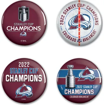 Puk Fanatics Sada placek Colorado Avalanche NHL 2022 Stanley Cup Champions 4-Pack Button Set