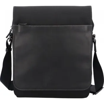 Pánská nylonová crossbody taška s koženou klopou Hexagona Gutty, černá