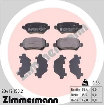 Brzdová destička Sada brzdových destiček, kotoučová brzda ZIMMERMANN 23417.150.2