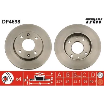 Brzdový kotouč Brzdový kotouč TRW DF4698