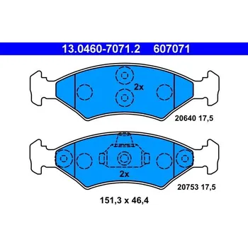 Brzdový systém Sada brzdových destiček, kotoučová brzda ATE 13.0460-7071.2