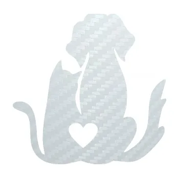 Samolepící dekorace SAMOLEPKA Pejsek a kočička 002 pravá (51 - 3D karbon bílý) NA AUTO, NÁLEPKA, FÓLIE, POLEP, TUNING, VLASTNÍ TEXT, TISK, AUTOSAMOLEPKY.cz, POLEPY, OBRÁZEK, LOGO, SAMOLEPKY