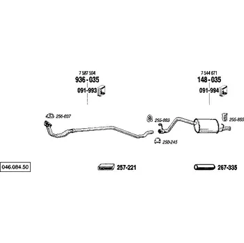 Zadní díl výfuku zadní tlumič výfuku Polmostrow 148035P, náhrada za Bosal 148-035