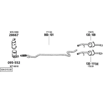 Zadní díl výfuku zadní tlumič výfuku Polmostrow 135111P, náhrada za Bosal 135-111