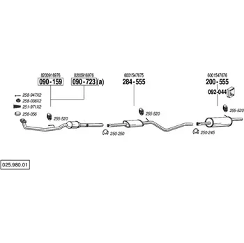 Tlumič výfuku střední tlumič výfuku Polmostrow 284555P, náhrada za Bosal 284-555