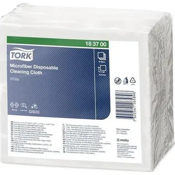 Utěrka Utěrka Tork jednorázová, čisticí z mikrovlákna 29,5 x 34 cm, bílá – 40 ks