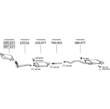 Tlumič výfuku střední tlumič výfuku Polmostrow 233577P, náhrada za Bosal 233-577