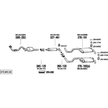 Výfukový systém zadní tlumič výfuku Bosal 278-103