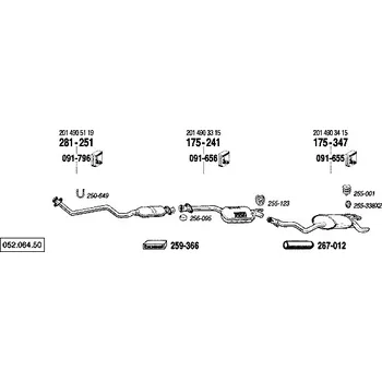Tlumič výfuku přední tlumič výfuku Polmostrow 281251P, náhrada za Bosal 281-251
