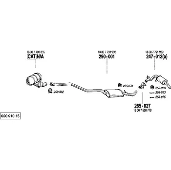 Střední díl výfuku střední tlumič výfuku Bosal 290-001