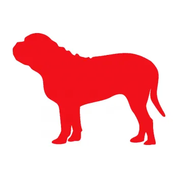 Polep vozidla SAMOLEPKA Pes 170 levá Bordeauxská doga (10 - červená) NA AUTO, NÁLEPKA, FÓLIE, POLEP, TUNING, VLASTNÍ TEXT, TISK, AUTOSAMOLEPKY.cz, POLEPY, OBRÁZEK, LOGO, SAMOLEPKY