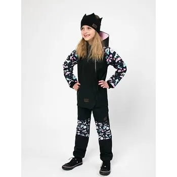 Chlapecké kalhoty Dětské softshellové kalhoty Drexiss bez zateplení black Moon unicorns velikost 140-146