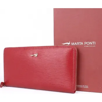 Peněženka Luxusní celozipová tmavěčervená kožená peněženka Marta Ponti no. P002
