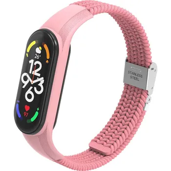 eses Nylonový řemínek se silikonovým lůžkem pro Xiaomi Smart Band 7 - Růžový