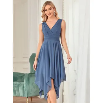 Dámské šaty Ever Pretty šaty s cípy modro šedé 3142 Velikost: 9XL / 58 / 26 / 30