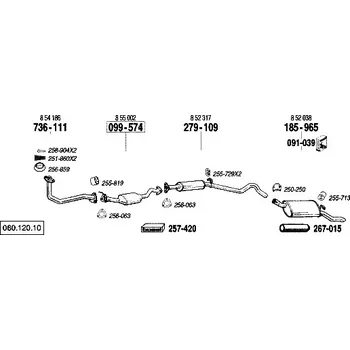 Zadní díl výfuku zadní tlumič výfuku Polmostrow 185965P, náhrada za Bosal 185-965