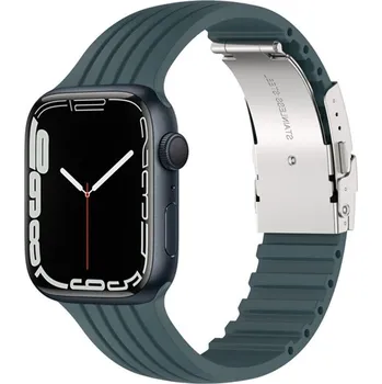 Příslušenství k chytrým hodinkám eses Silikonový řemínek pro Apple Watch s kovovou sponou - Zelený 38mm, 40mm, 41mm