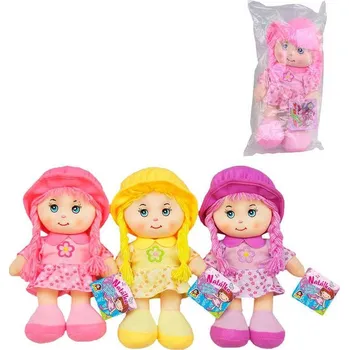 Panenka Panenka textilní hadrová s copánky látková v kloboučku na baterie 3 barvy Zvuk